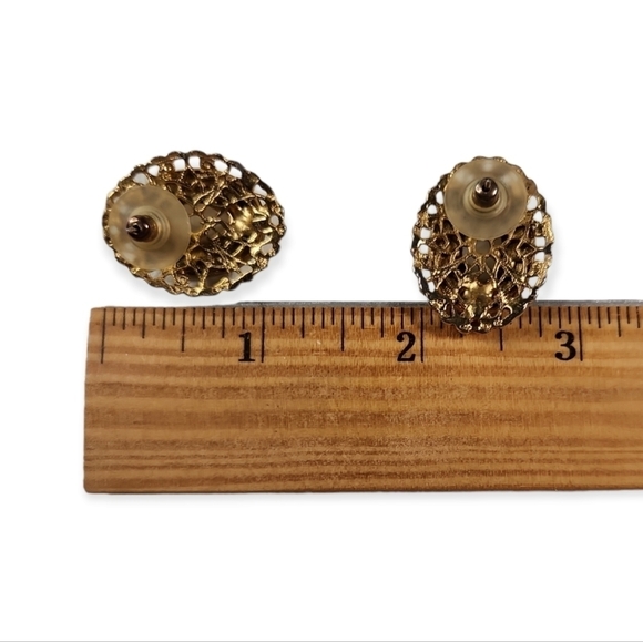 Classic Ornate Pearl Cabochon Earrings - Picture 2 of 4